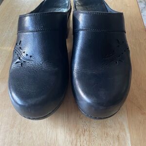 Dansko Black Leather Mules